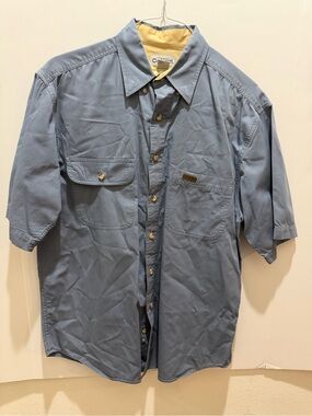 Carhartt Tradesman Style Mens Blue Short Sleeve Work Shirt Medium